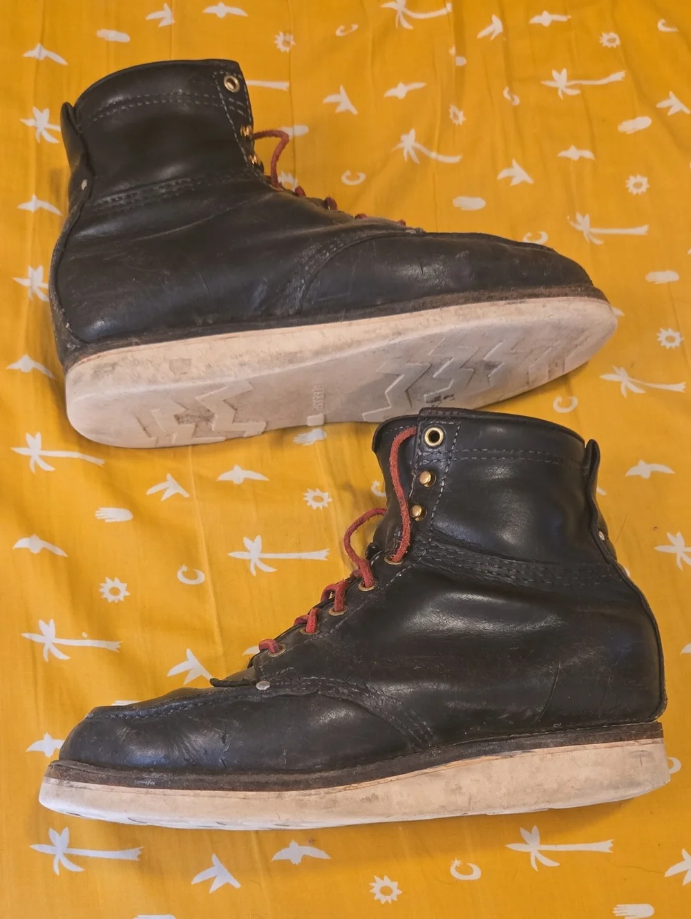 RRL Black Moc Toe Leather Boots